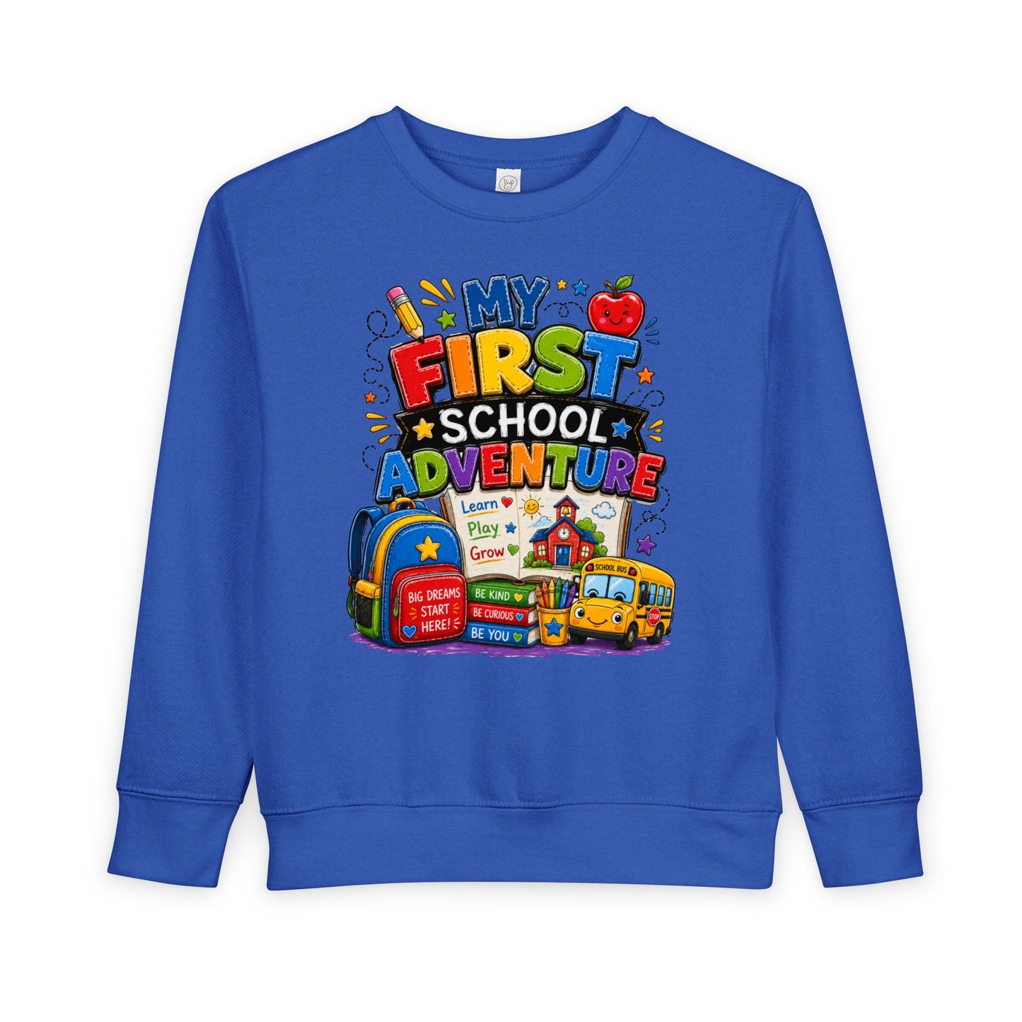 Toddler Sweatshirt — "My First School Adventure" Back-to-School Kids Sweatshirt
