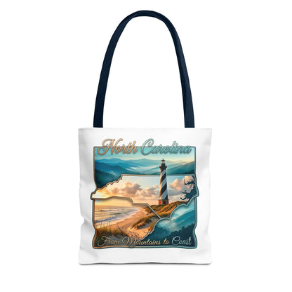 North Carolina Lighthouse Tote Bag — "From Mountains to Coast" Scenic Beach Tote