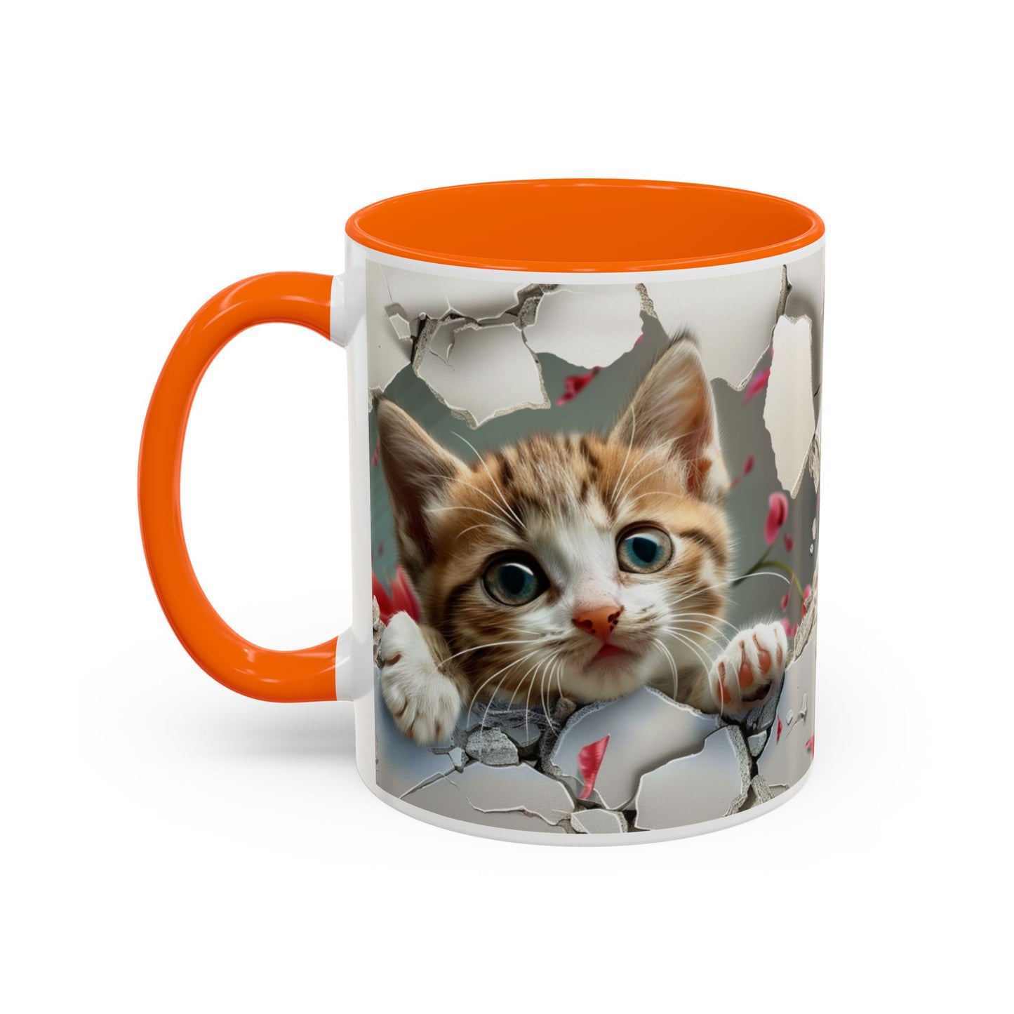 Kitten Peek Accent Coffee Mug — Cute Cat Peekhole Design (11/15 oz)