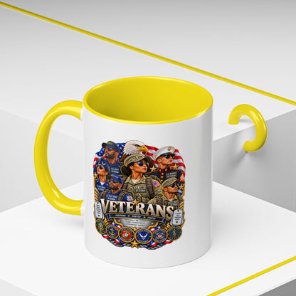 Veterans Tribute Accent Coffee Mug — Patriotic Military Veteran Gift (11/15oz)