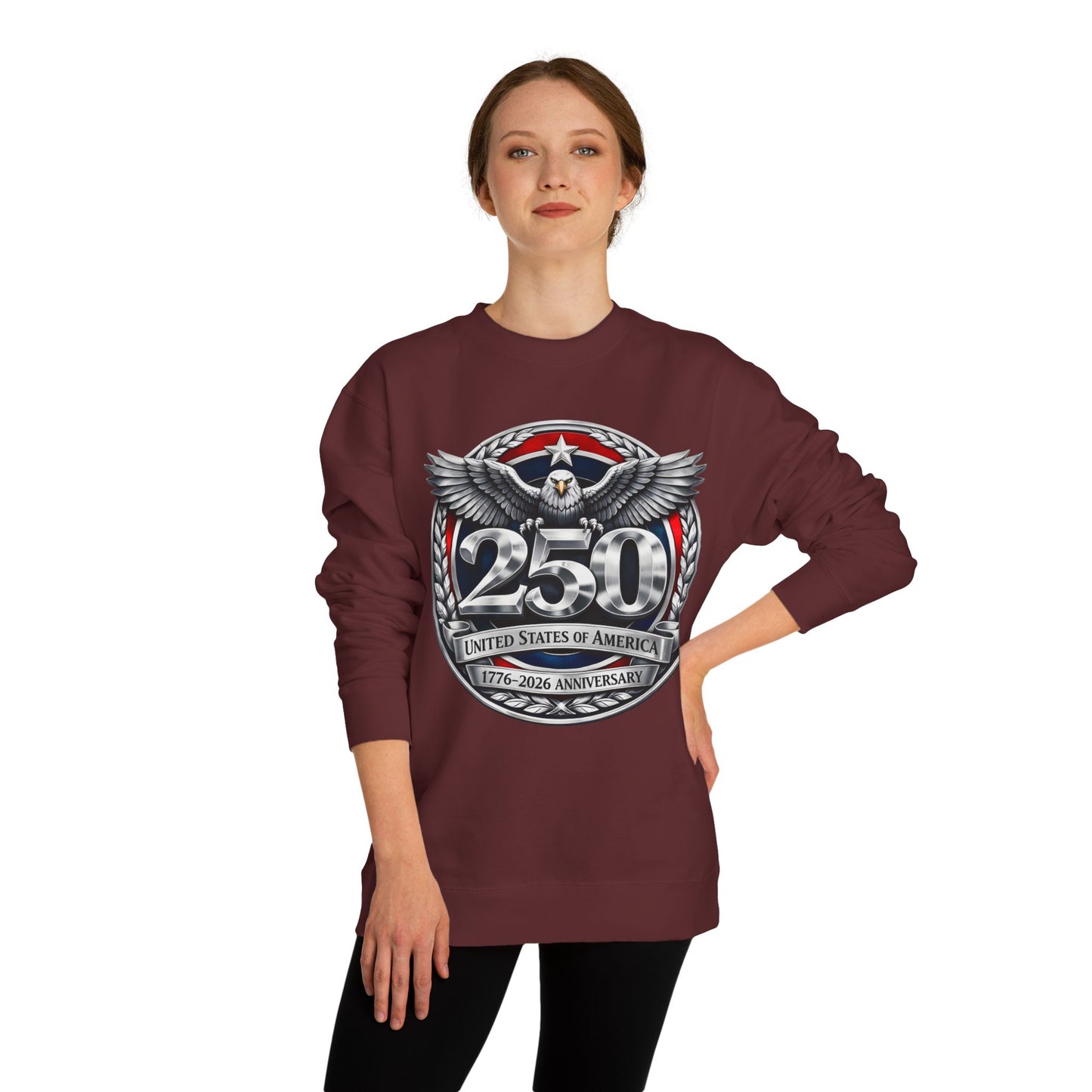 250th USA Anniversary Sweatshirt — Eagle Emblem 1776–2026 Commemorative Crewneck