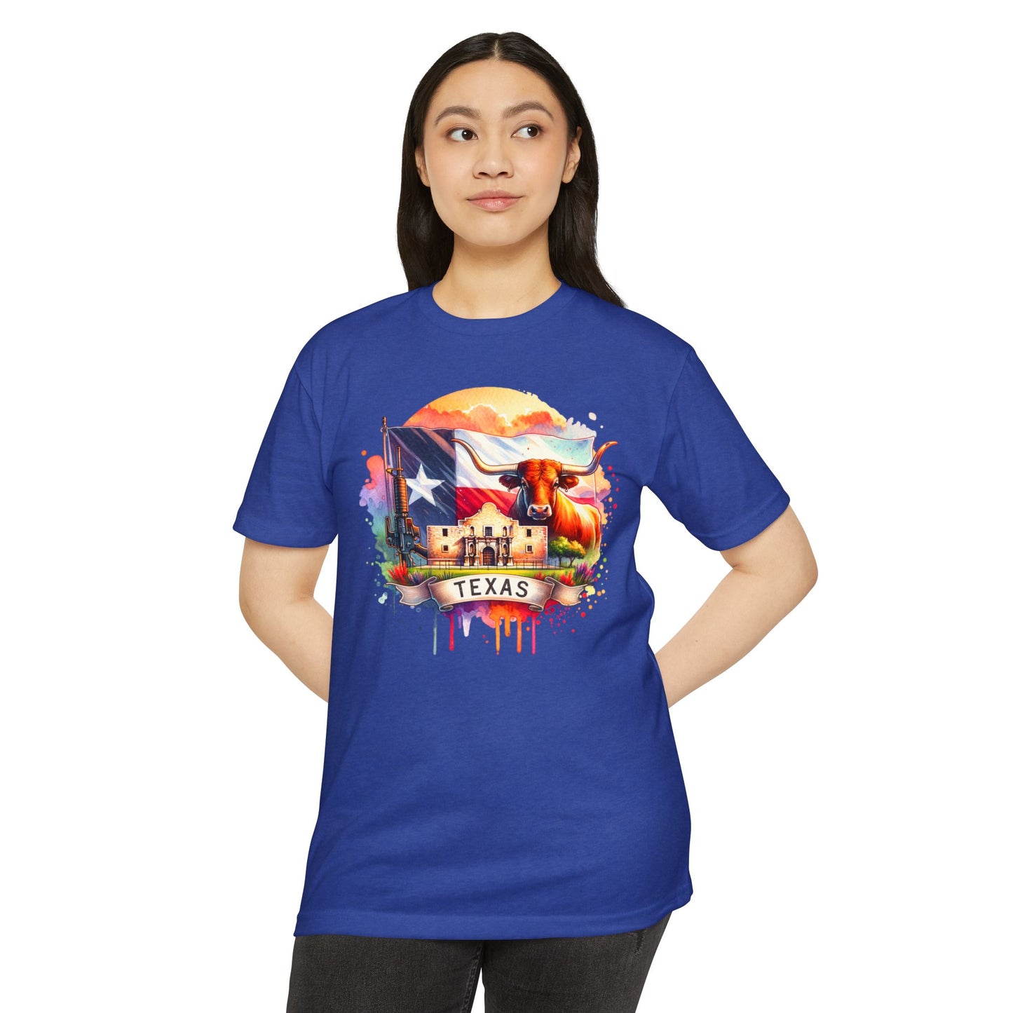 Texas Longhorn T-Shirt – Colorful State Flag & Ranch Design