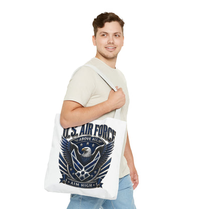 U.S. Air Force Eagle Tote Bag - "Aim High" Military Canvas Tote