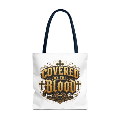 Covered by the Blood Tote Bag — Christian Cross Faith Canvas Tote