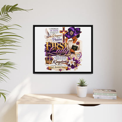 First Lady Faith Wall Art — Framed Matte Canvas (Purple & Gold)
