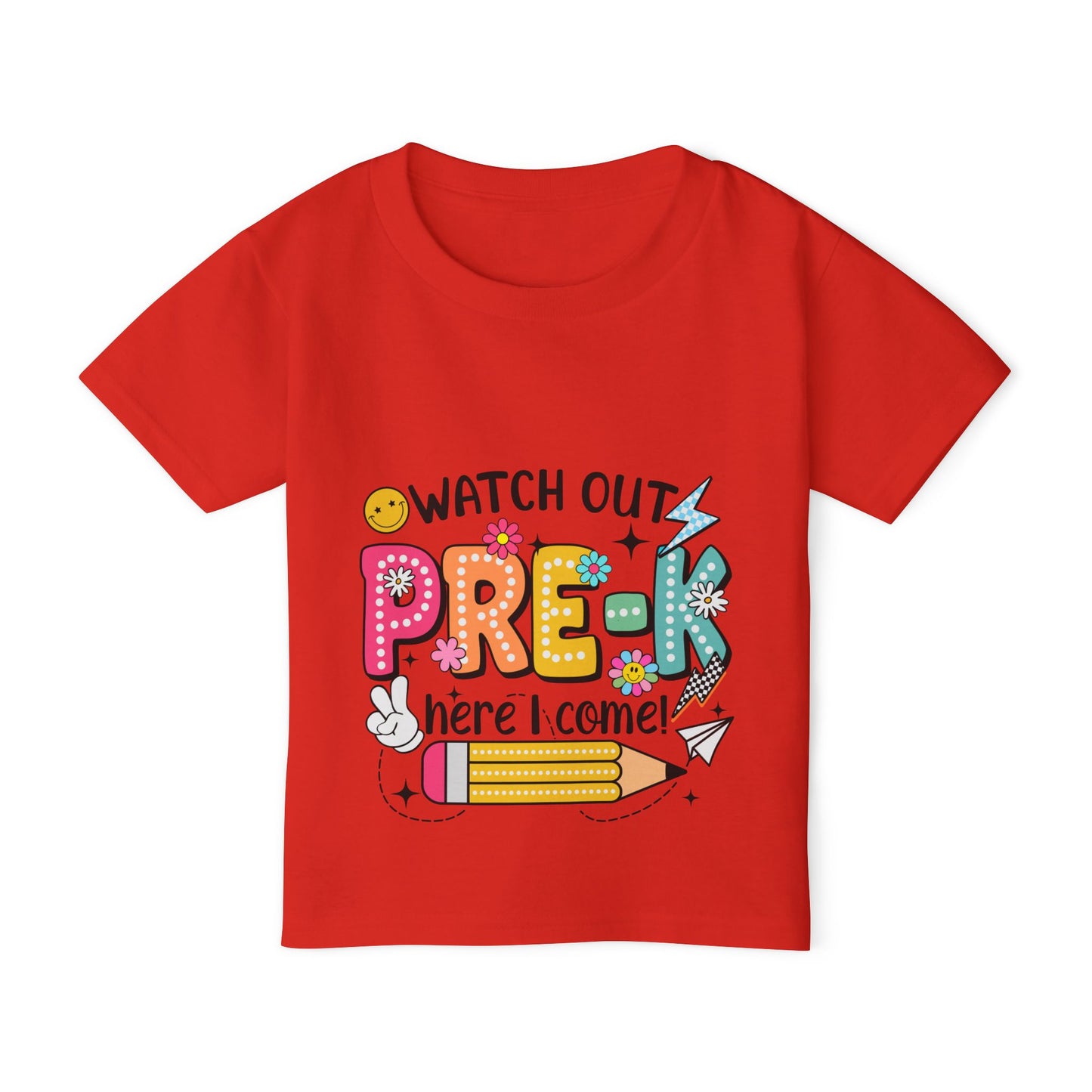 Toddler T-Shirt — "Watch Out Pre-K Here I Come!" Back-to-School Graphic Tee
