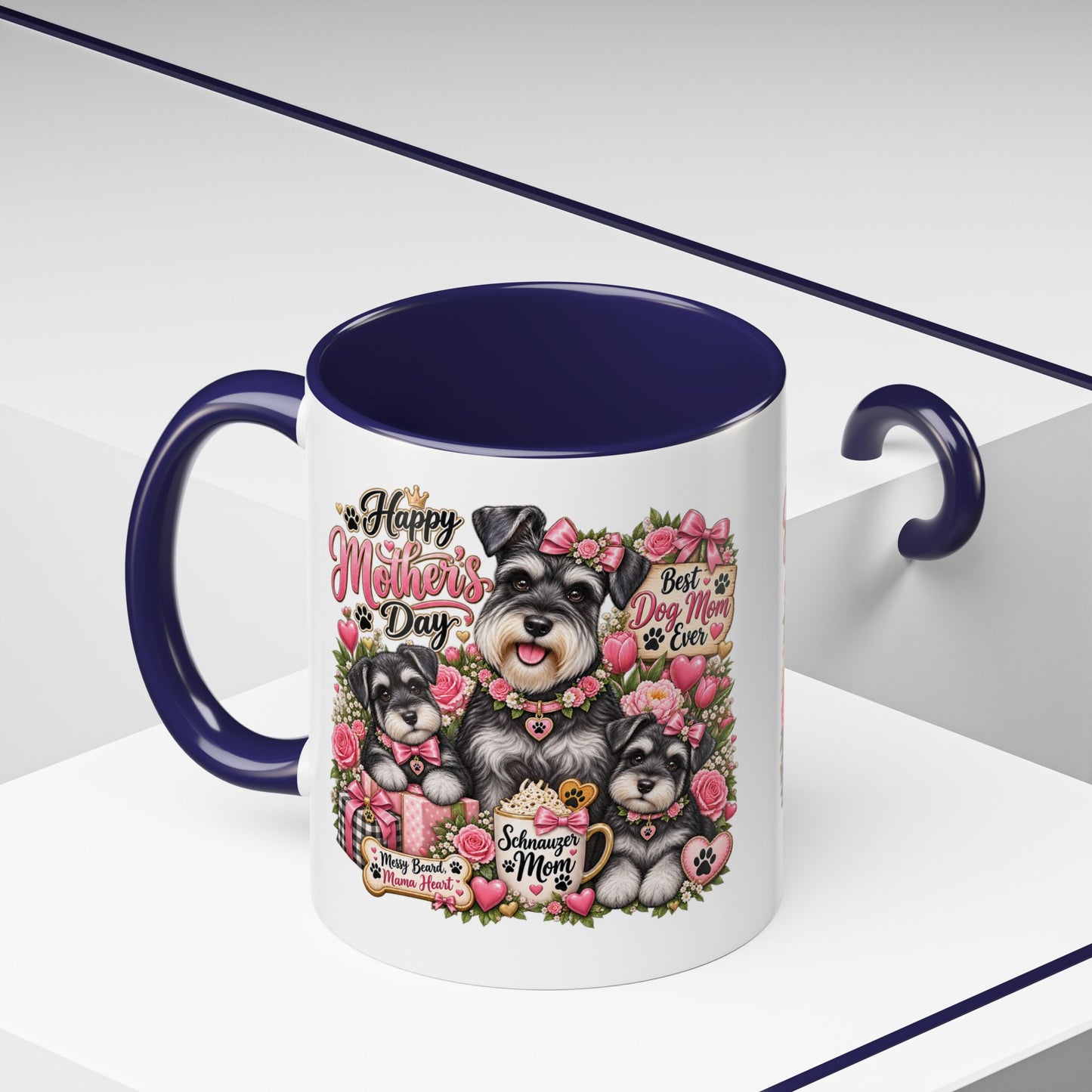 Mother's Day Schnauzer Coffee Mug — "Best Dog Mom Ever" Accent Mug (11/15oz)