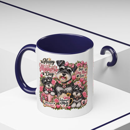 Mother's Day Schnauzer Coffee Mug — "Best Dog Mom Ever" Accent Mug (11/15oz)
