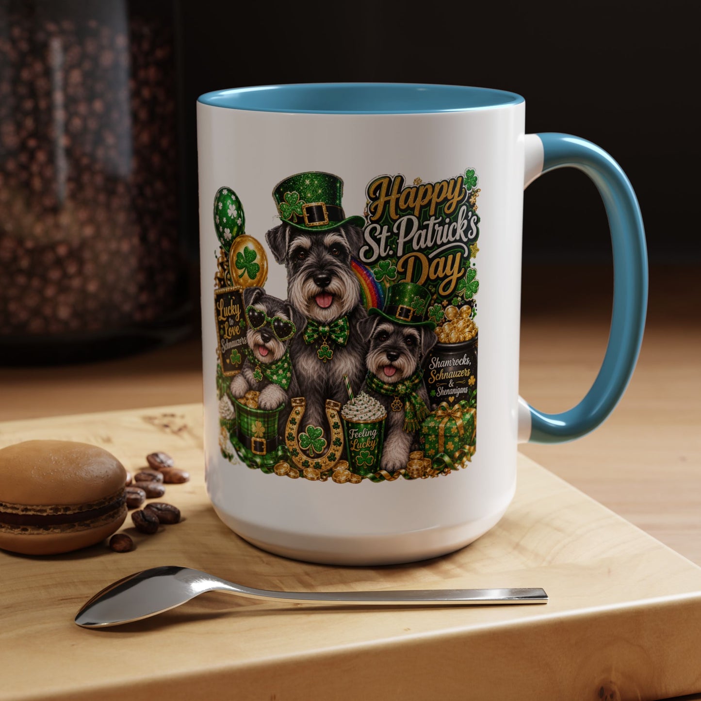 St. Patrick’s Day Dog Coffee Mug — Happy St. Patrick’s Day Accent Mug (11/15oz)