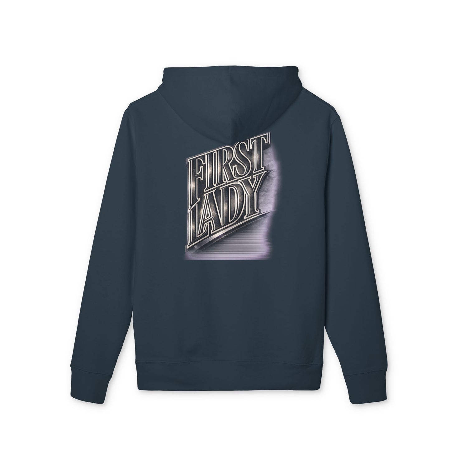 First Lady Graphic Hoodie — Retro Metallic Lettering Pullover