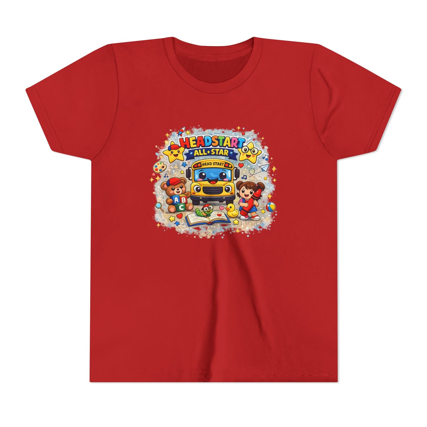 Youth Tee — "Headstart All-Star" Cute School Bus & Characters Back-to-School Shirt