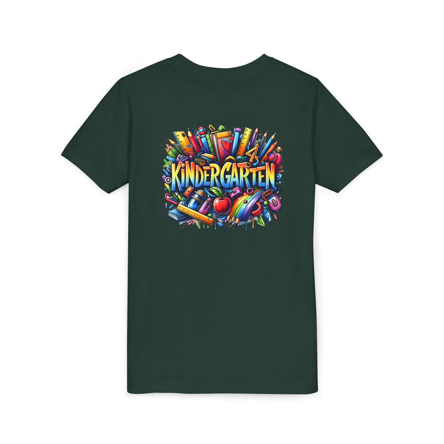 Kindergarten Colorful School Supplies Youth Tee — Back-to-School Kids T-Shirt