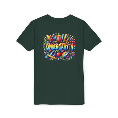 Kindergarten Colorful School Supplies Youth Tee — Back-to-School Kids T-Shirt