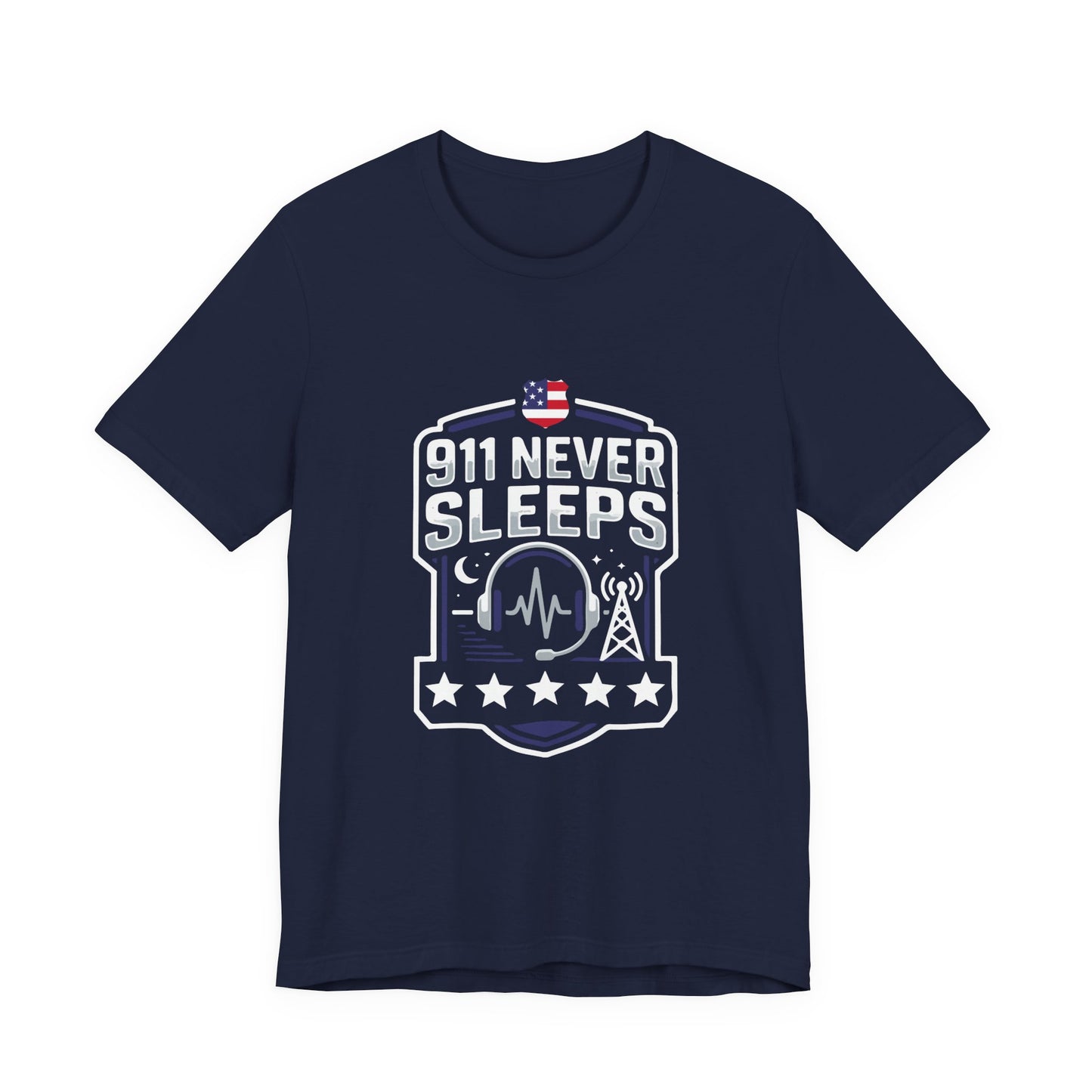 911 Never Sleeps Tee — Emergency Dispatcher / First Responder Tribute Shirt