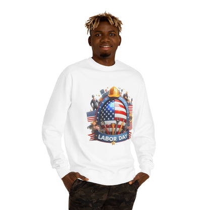 Labor Day Sweatshirt - American Flag Working Hands Design