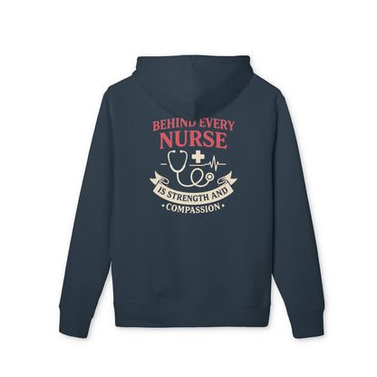 Nurse Hoodie – "Behind Every Nurse Is Strength and Compassion" Pullover