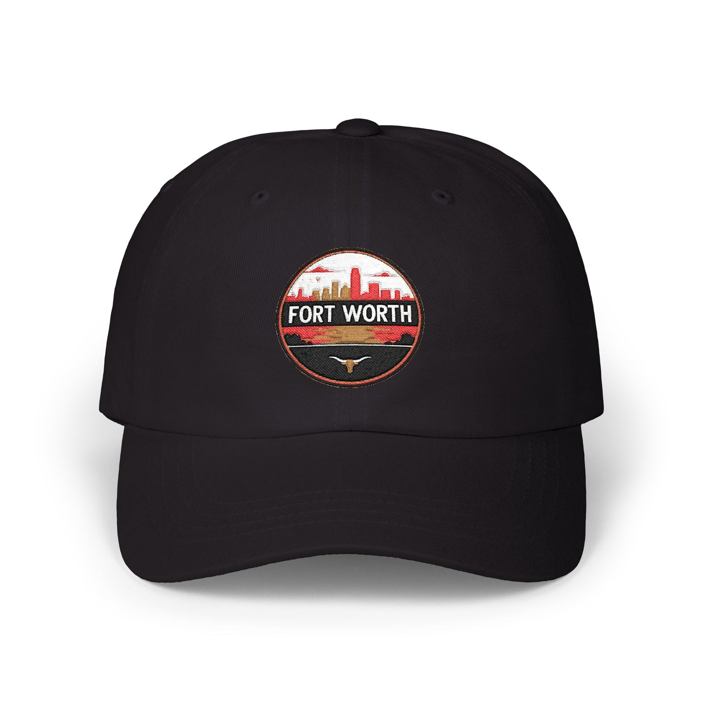 Fort Worth Skyline Dad Cap – Vintage Round Patch Hat