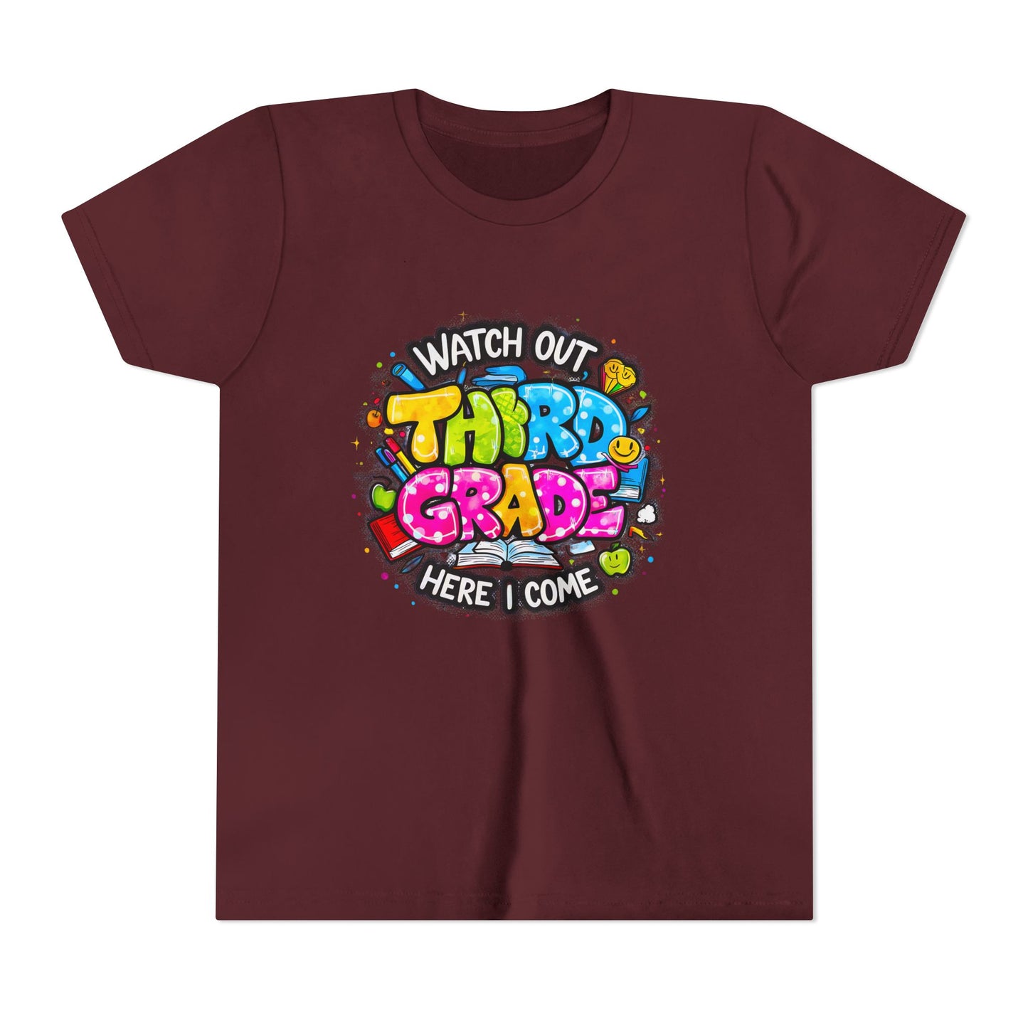 Third Grade Kids T‑Shirt — "Watch Out Third Grade Here I Come" Back-to-School Tee