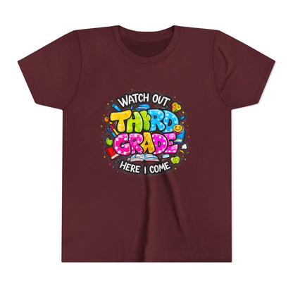 Third Grade Kids T‑Shirt — "Watch Out Third Grade Here I Come" Back-to-School Tee
