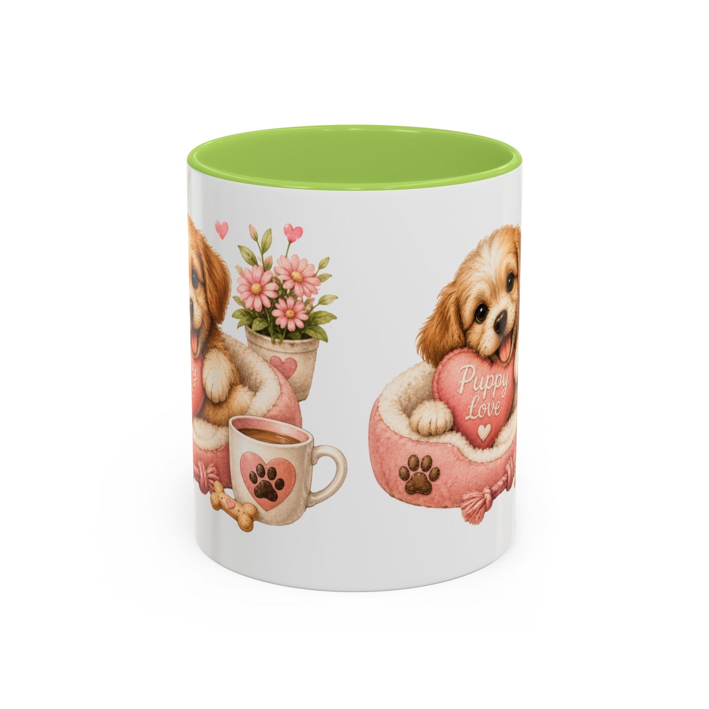 Puppy Love Coffee Mug — Cute Dog Heart Accent Mug (11/15oz)