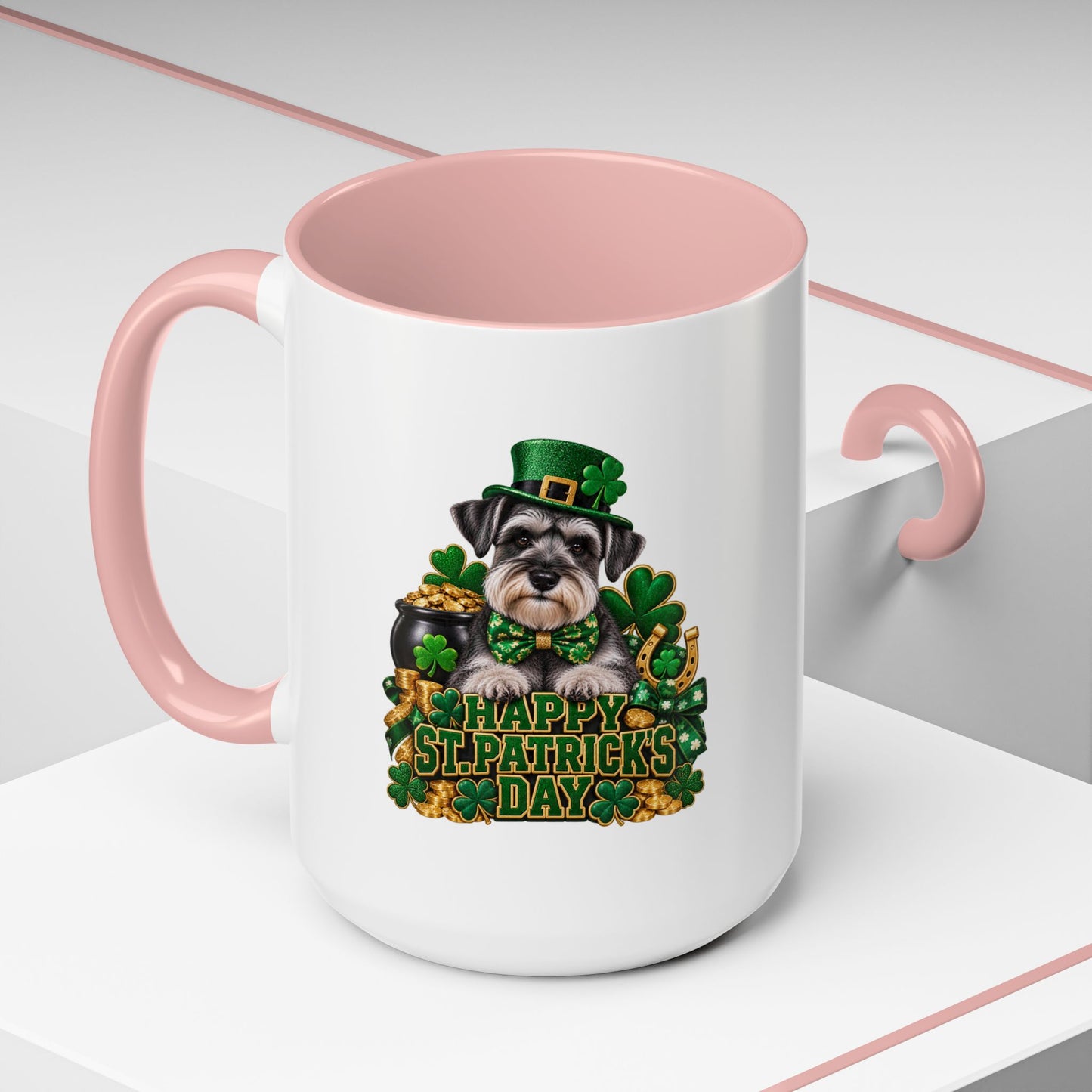 St. Patrick's Day Schnauzer Coffee Mug – Happy St. Patrick's Day Accent Mug