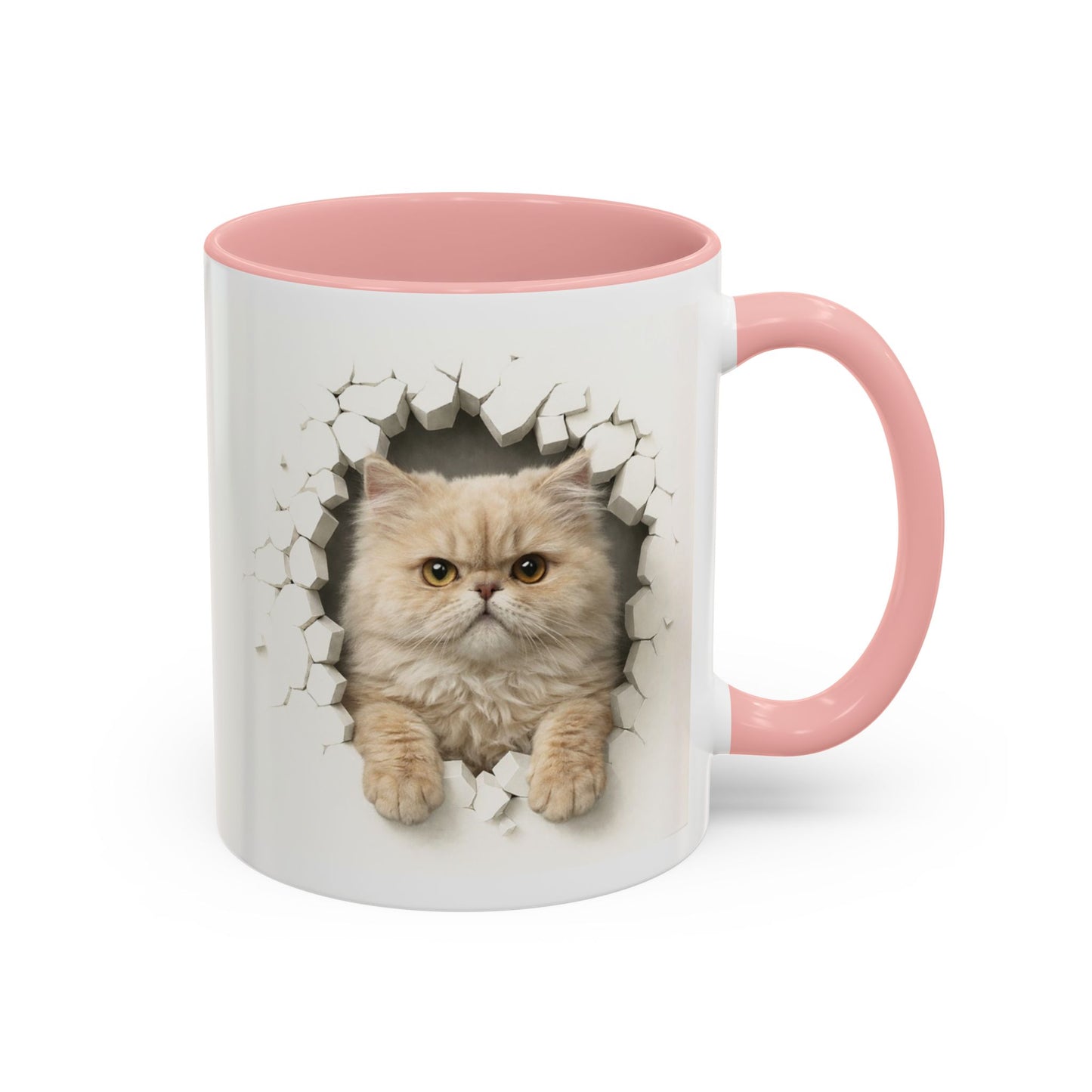 Cat Peeking Accent Coffee Mug — Cute Persian Cat Design (11/15oz)