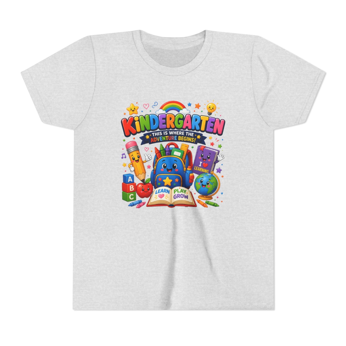 Kindergarten Kids T‑Shirt — 'Kindergarten: This Is Where the Fun Begins' Colorful Back-to-School Tee