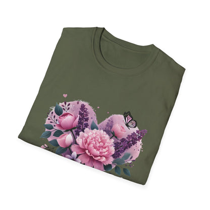 Mother's Day Floral T-Shirt — "Mother's Day I Love You" Heart Bouquet