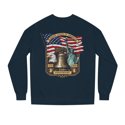 Liberty 250th Anniversary Sweatshirt — USA Flag, Statue of Liberty & Liberty Bell Design
