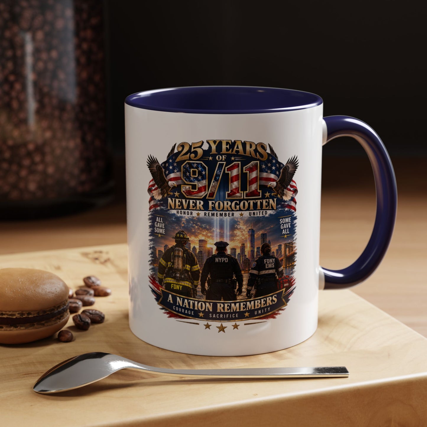 11oz/15oz Coffee Mug — 25 Years of 9/11 Never Forgotten Memorial Design