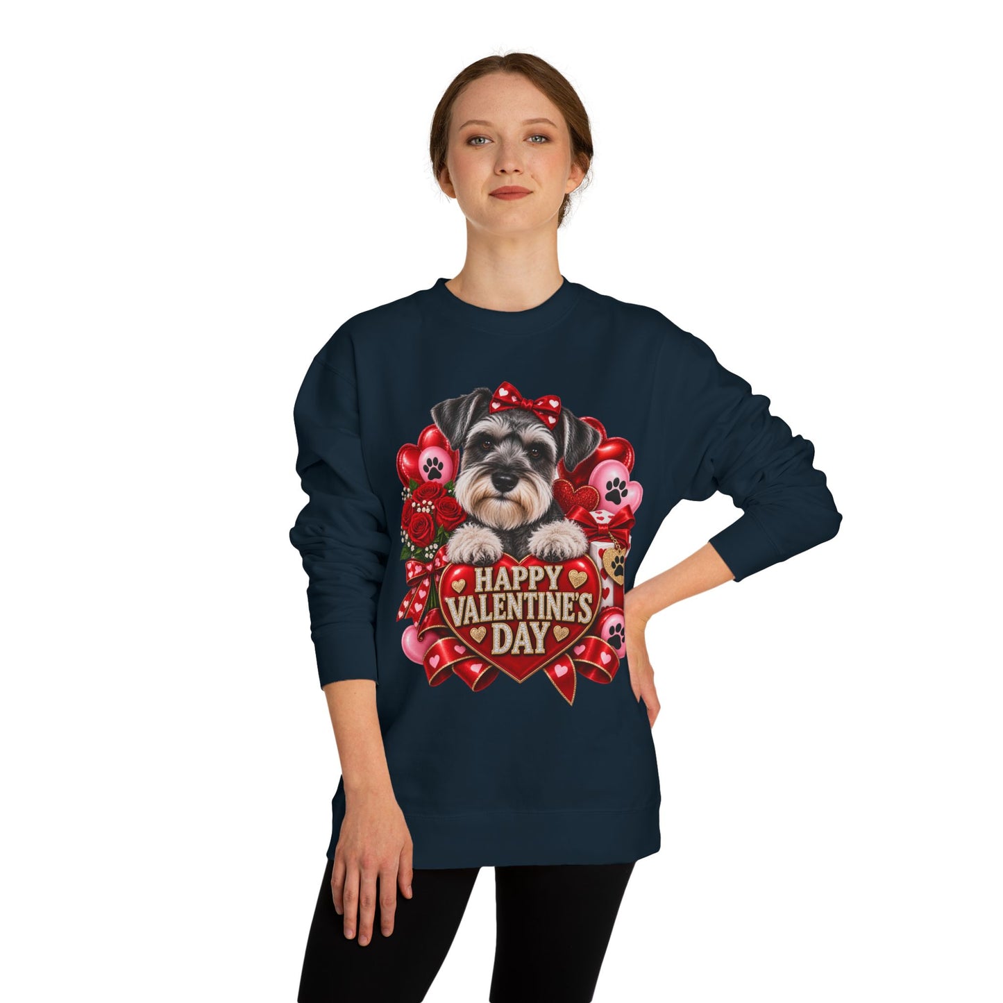 Valentine's Day Dog Sweatshirt — Cute Schnauzer "Happy Valentine's Day" Crewneck