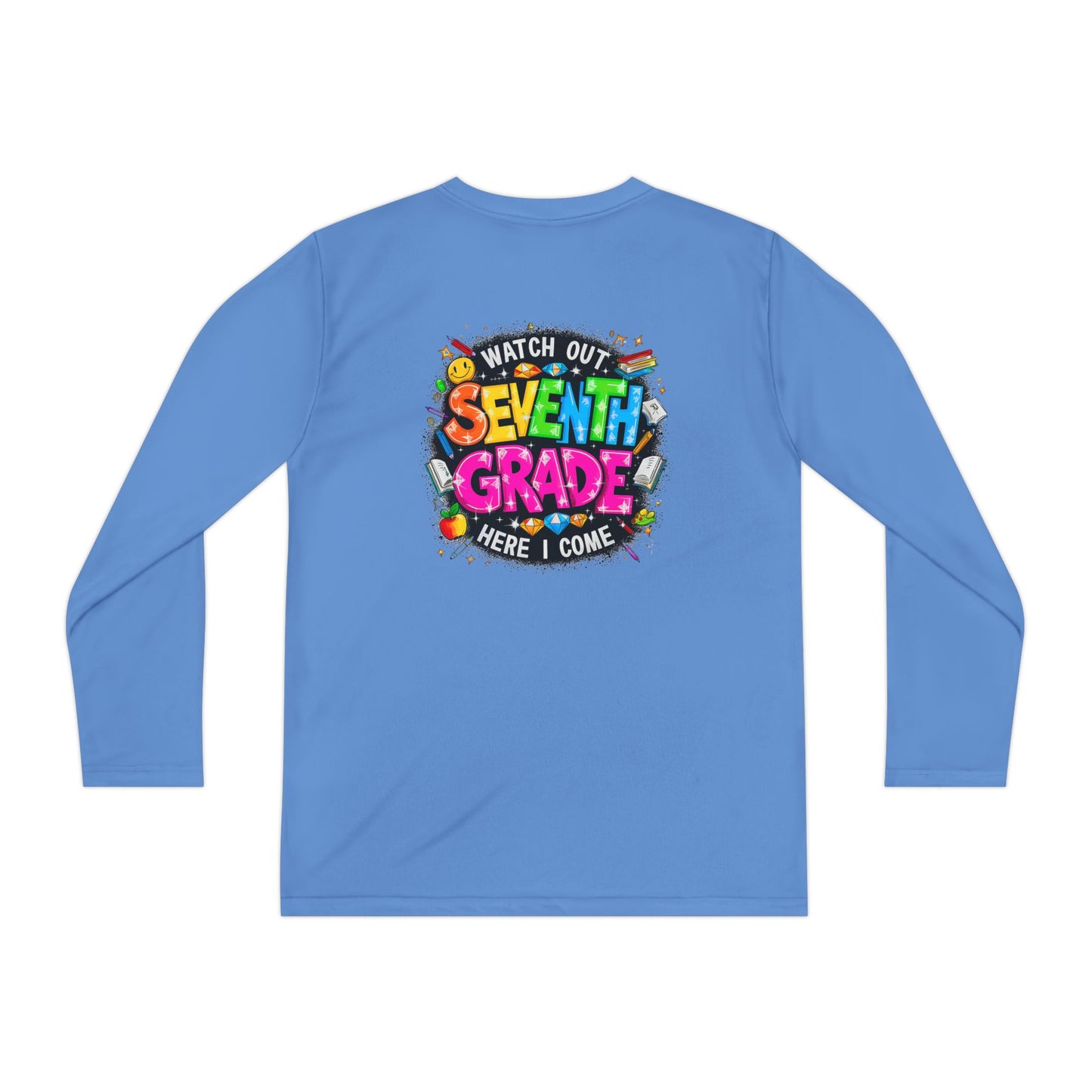 Seventh Grade Youth Long Sleeve Tee — "Watch Out Seventh Grade Here I Come" Back-to-School Shirt