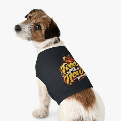 Dog Tank Top - "Feed Me Now" Funny Pet Feeding Shirt