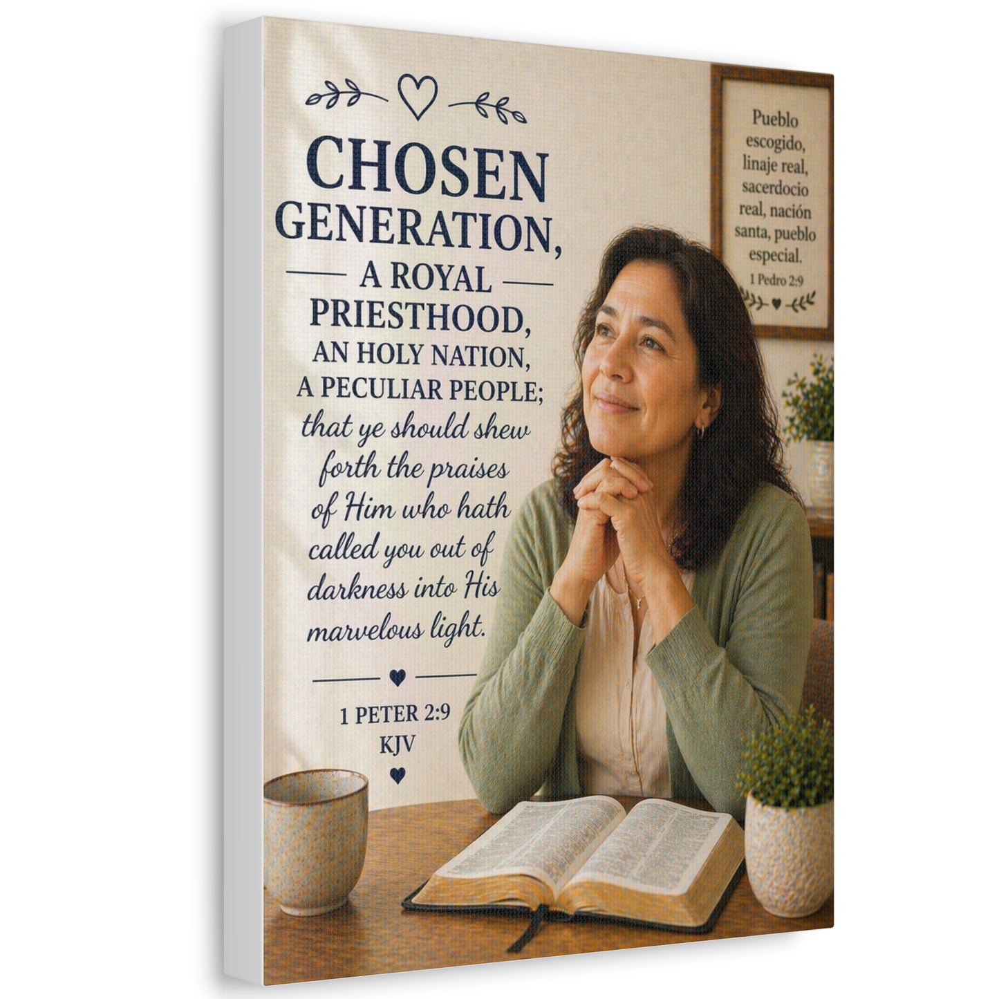 Stretched Canvas — "Chosen Generation" Inspirational Scripture Wall Art (1 Peter 2:9)