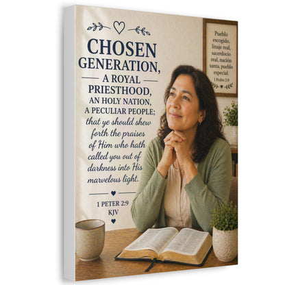 Stretched Canvas — "Chosen Generation" Inspirational Scripture Wall Art (1 Peter 2:9)
