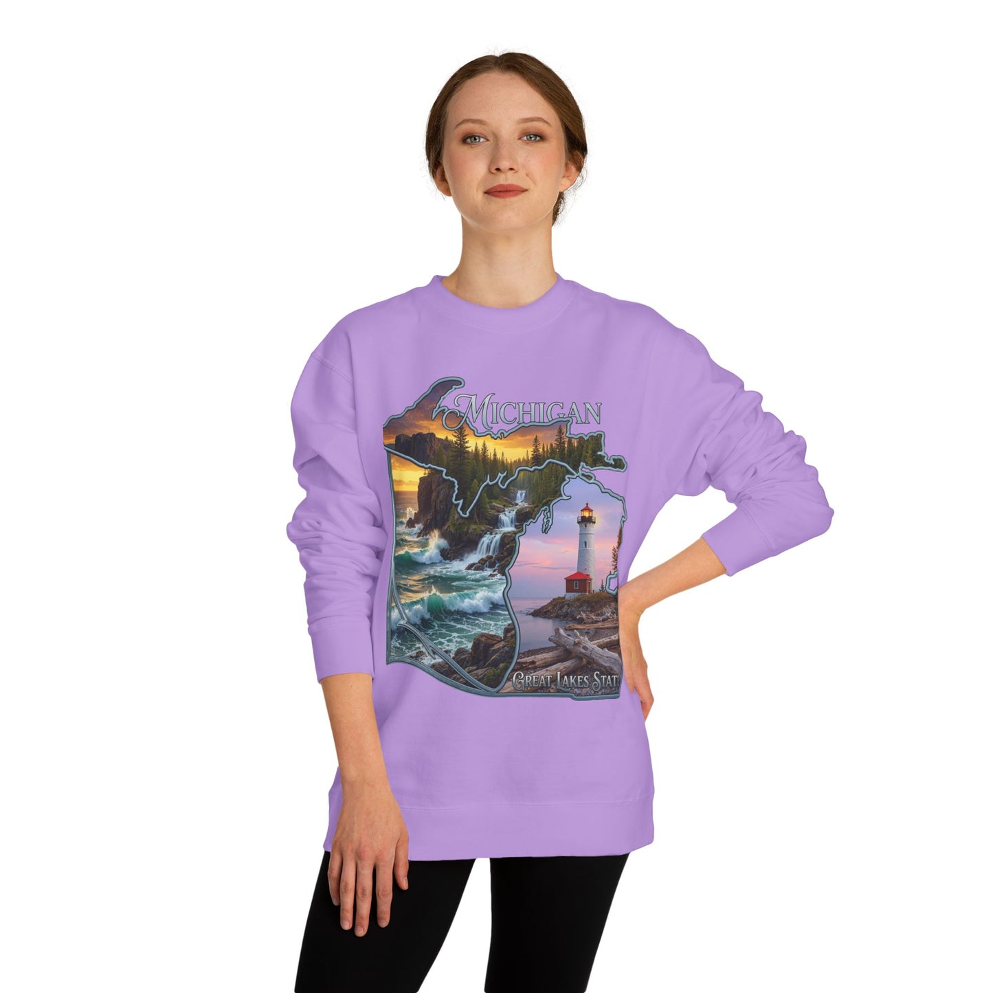 Michigan Lakes State Sweatshirt — Lighthouse & Great Lakes Scenic Pullover