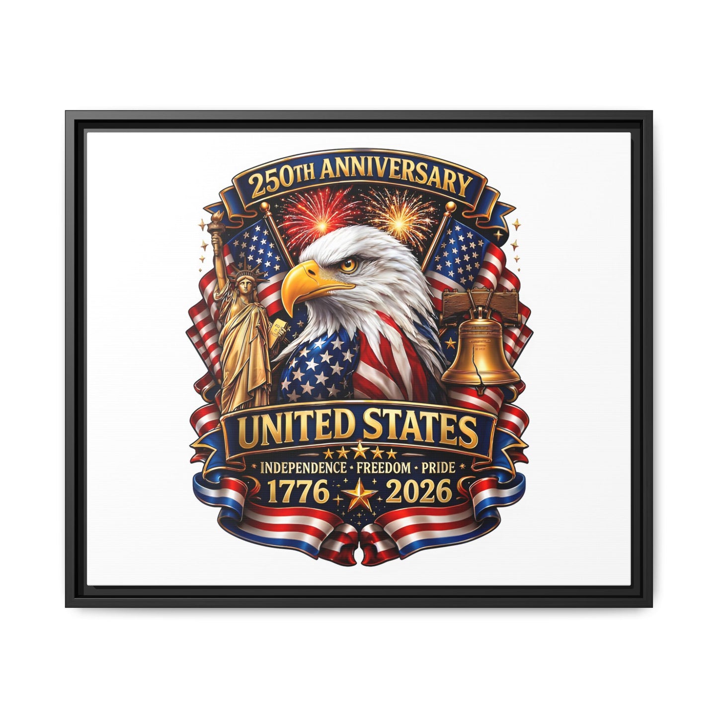 250th Anniversary United States Framed Canvas - Patriotic Eagle 1776–2026