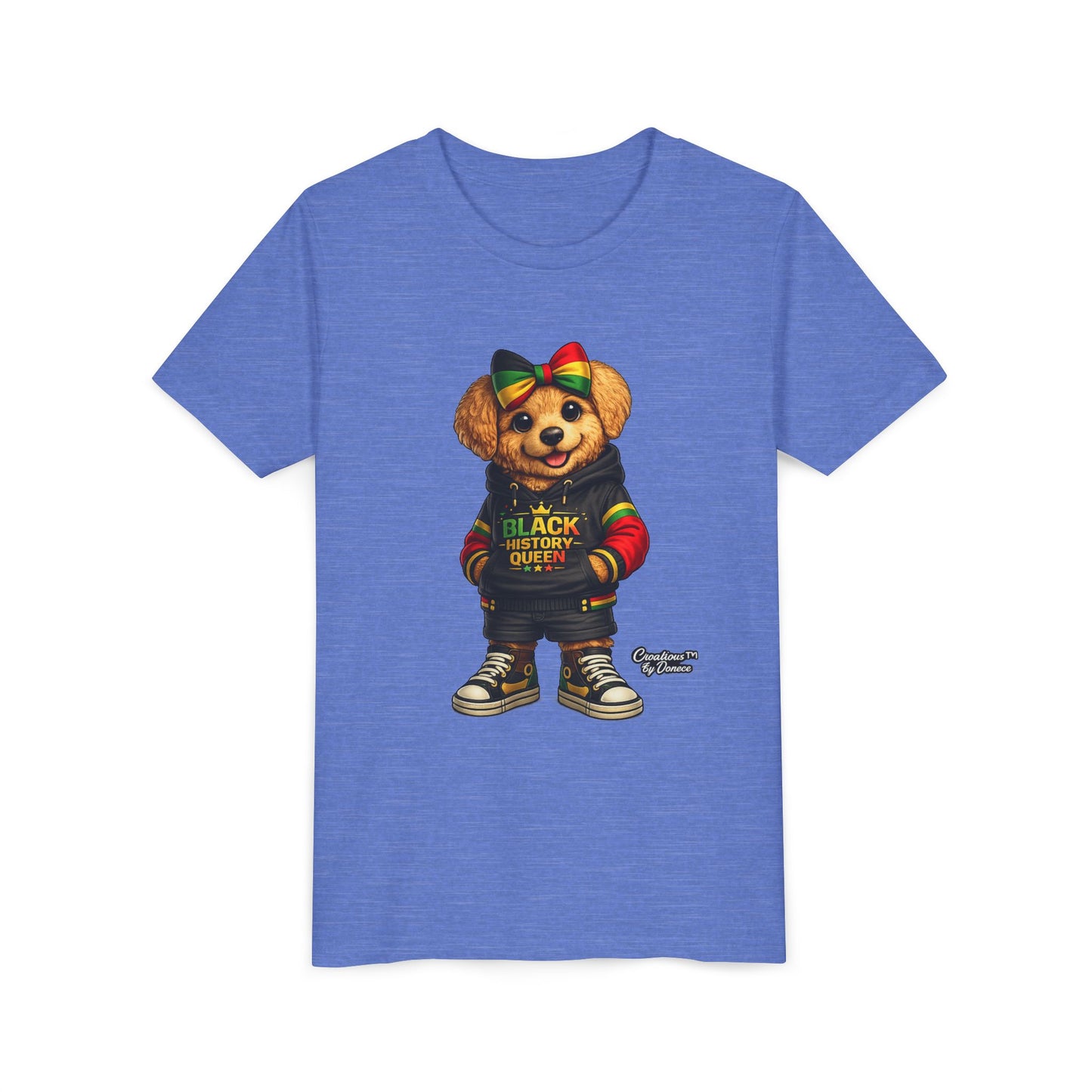 Youth Tee — Black History Queen Bear Graphic T-Shirt