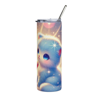 Kawaii Cosmic Kitten Stainless Steel Tumbler — 20oz Cute Galaxy Cat Travel Cup