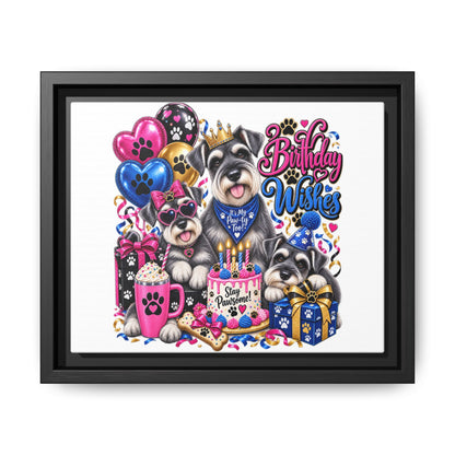 Birthday Wishes Schnauzer Canvas Print — Framed Matte Pet Artwork