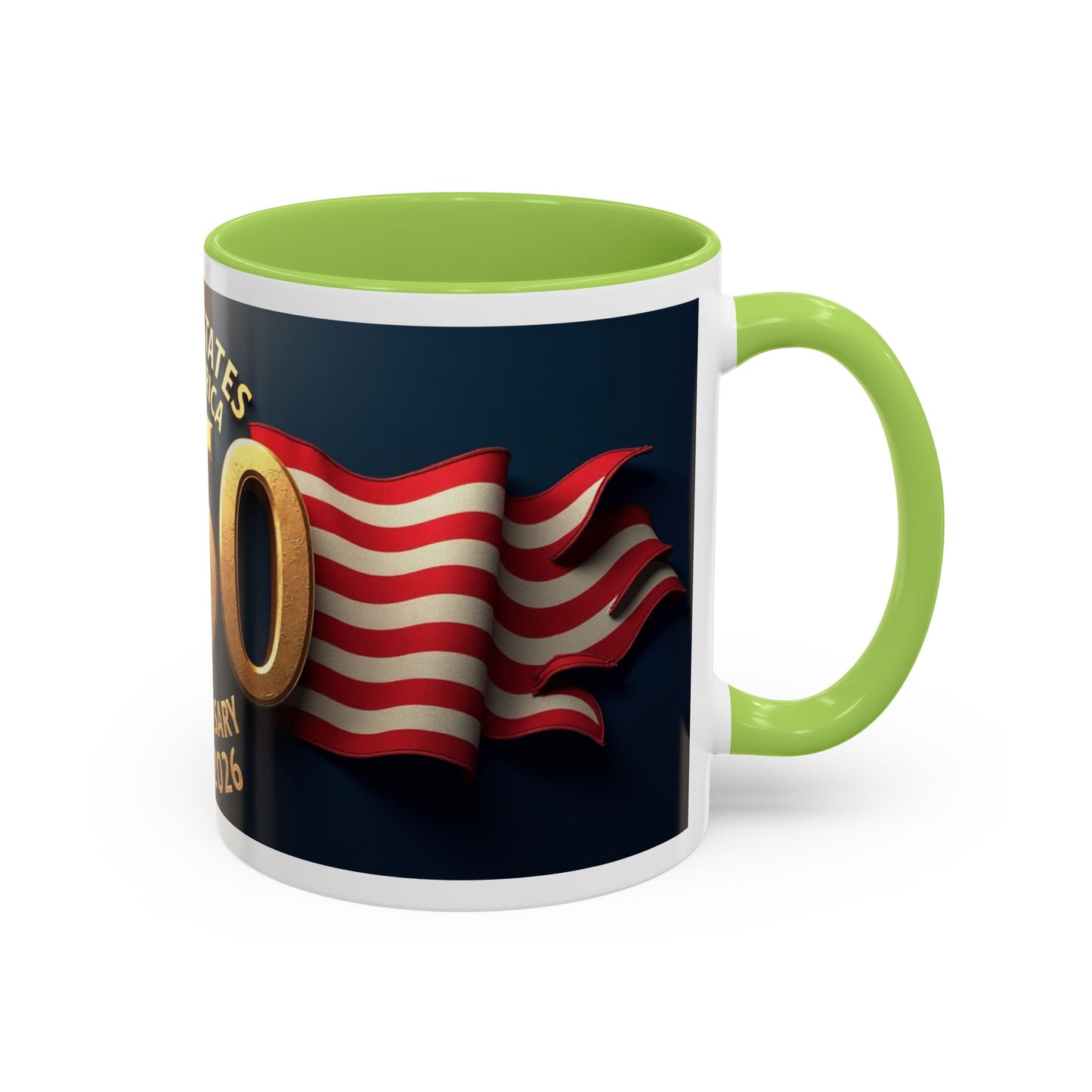 250th Anniversary Coffee Mug — United States of America 1776–2026 Patriotic Accent Mug