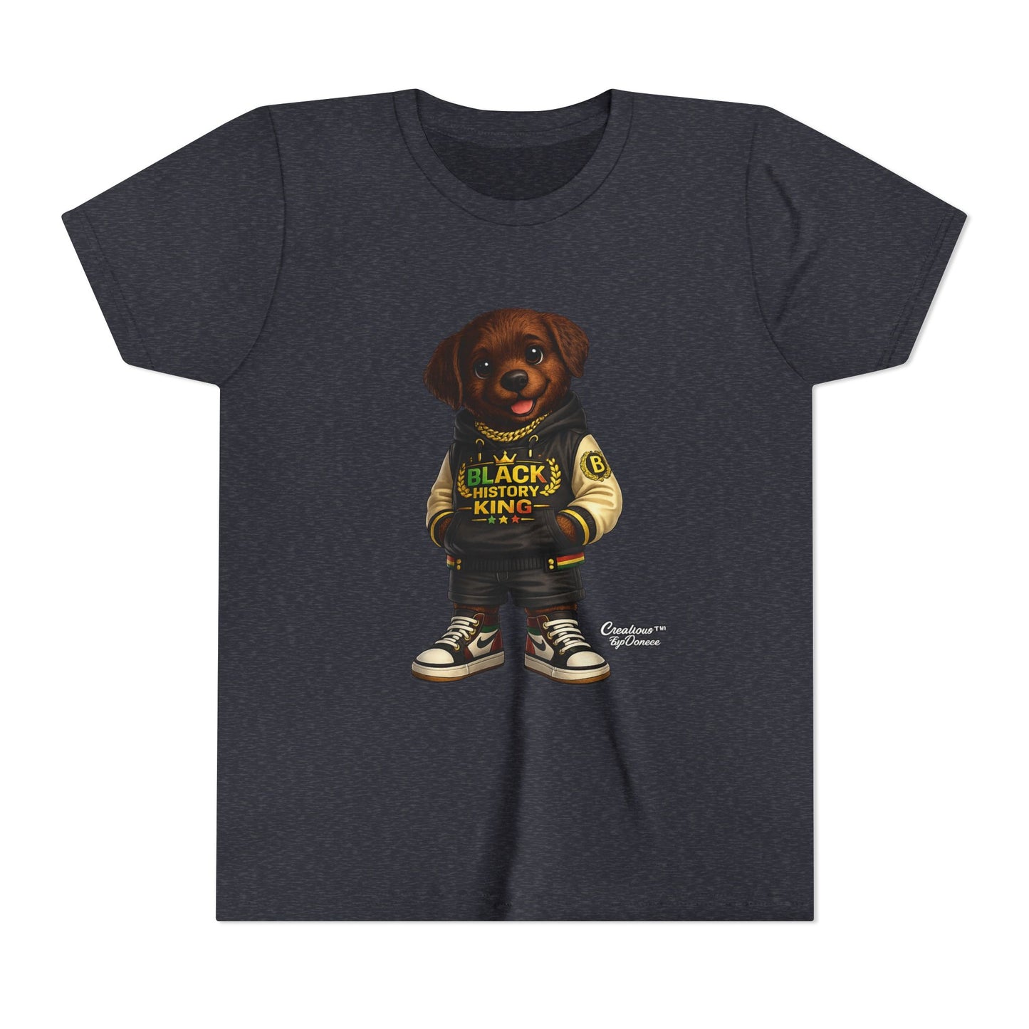 Youth Tee — 'Black History King' Puppy Graphic Shirt