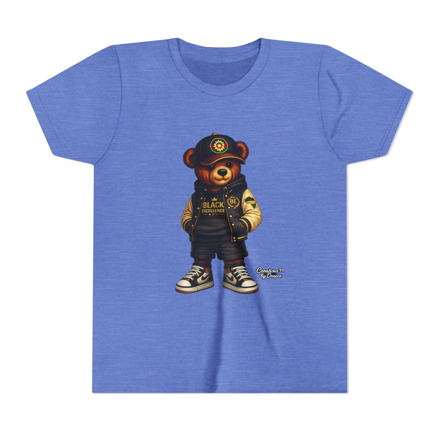 Youth Tee — Streetwear Teddy Bear Graphic (Black Varsity)