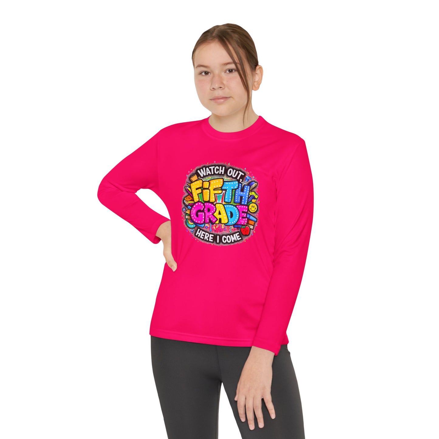 Fifth Grade T-Shirt — "Watch Out! Here I Come" Youth Long Sleeve
