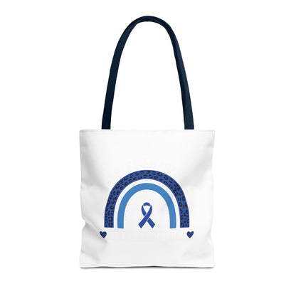 Blue Awareness Ribbon Rainbow Tote Bag – Support & Hope Everyday Tote