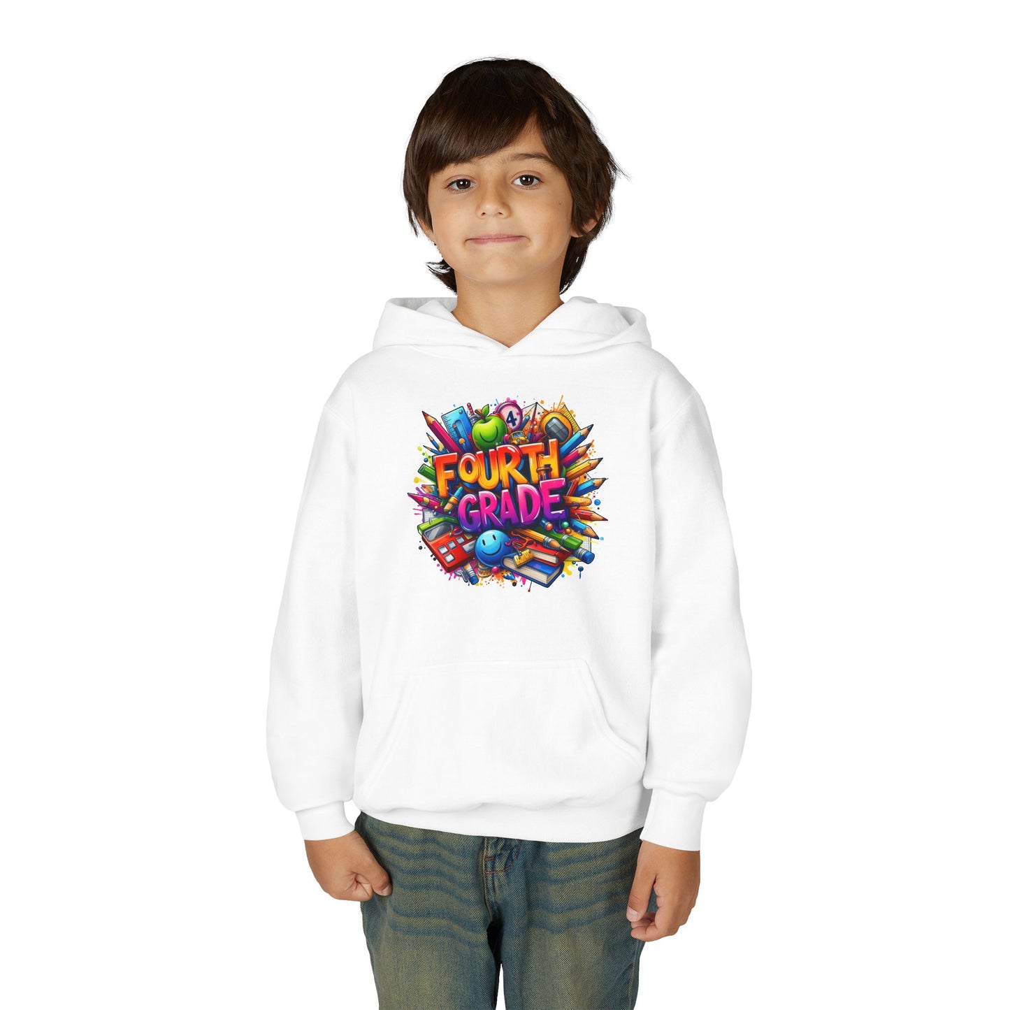 Fourth Grade Youth Hoodie — Colorful Back-to-School Kids Sweatshirt