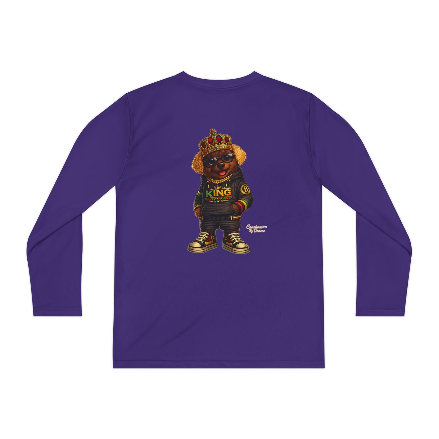 Youth Long Sleeve Tee — 'King' Bear Graphic