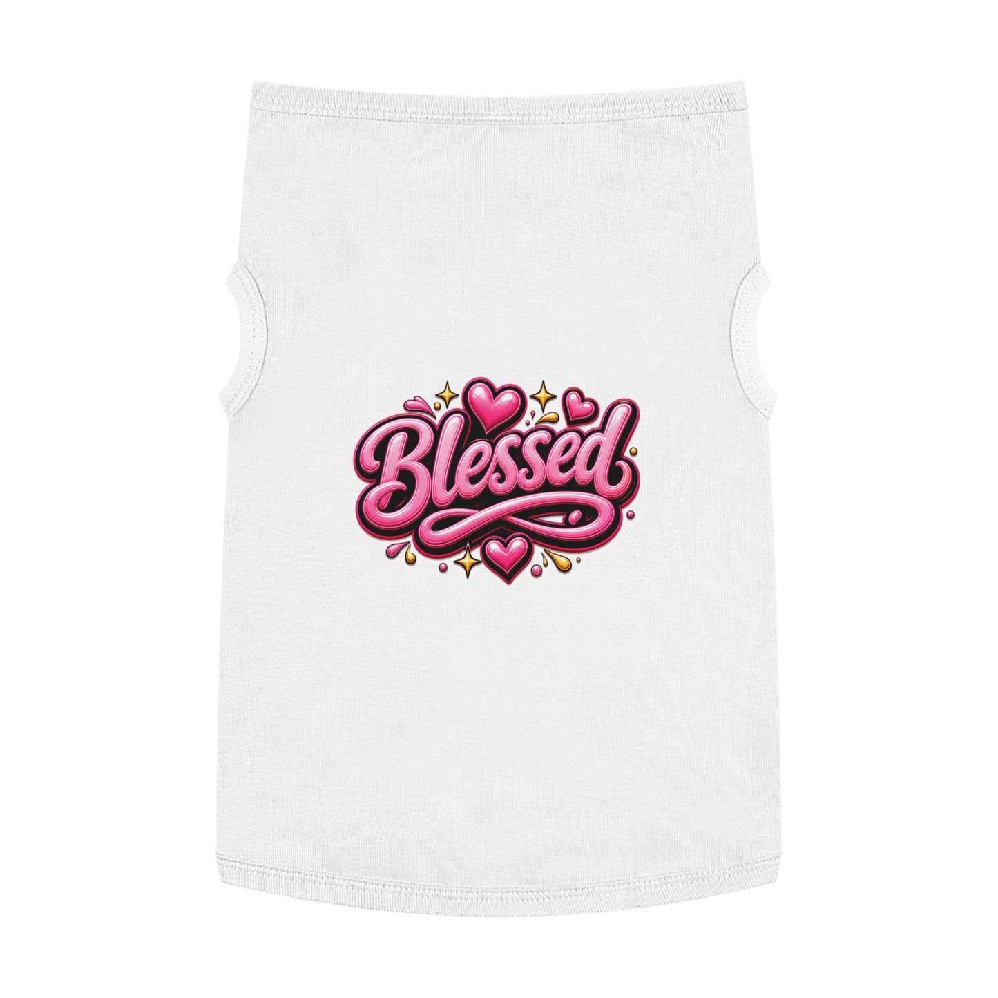 Blessed Pet Tank Top — Pink Heart Graphic Dog Shirt