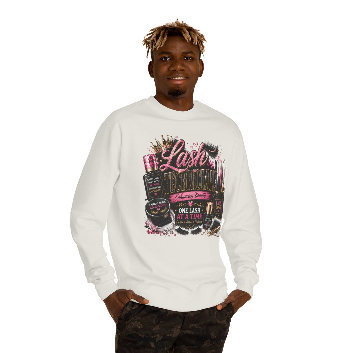 Eyelash Artist Crewneck Sweatshirt — “Lash Technician” Beauty Salon Graphic