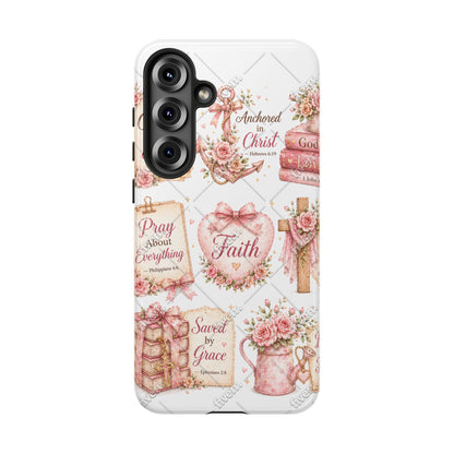 Faith Floral Phone Case – Christian Inspirational Scripture iPhone Cover (Choose Joy, Pray, Faith)